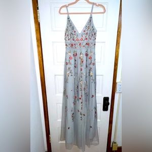 ASOS Blue Floral Embroidered Dress